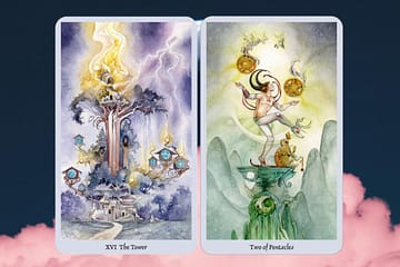 Sagittarius love today - The Tower and 2 of Pentacles