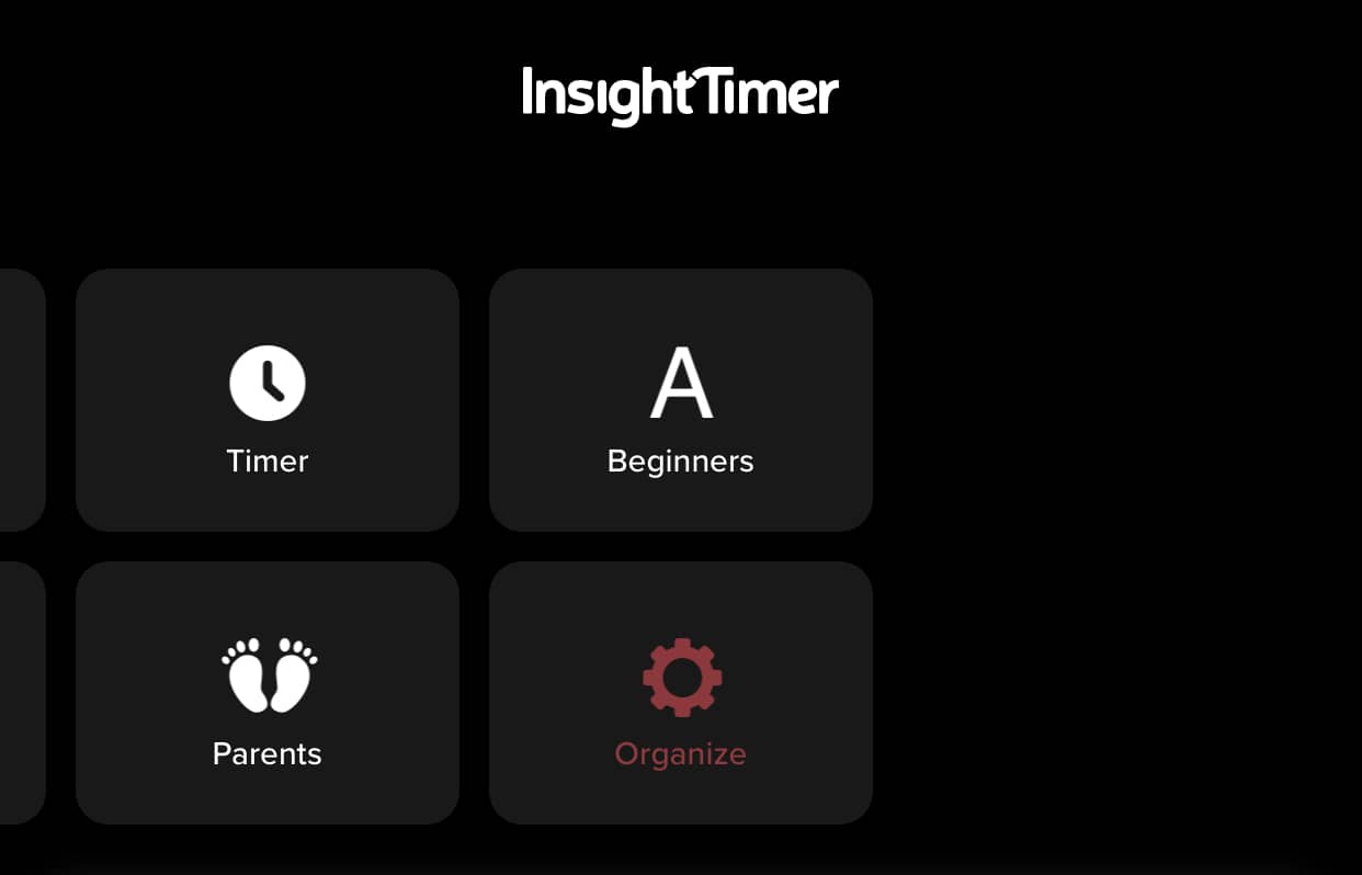 Insight Timer's sections - first area in Home screen