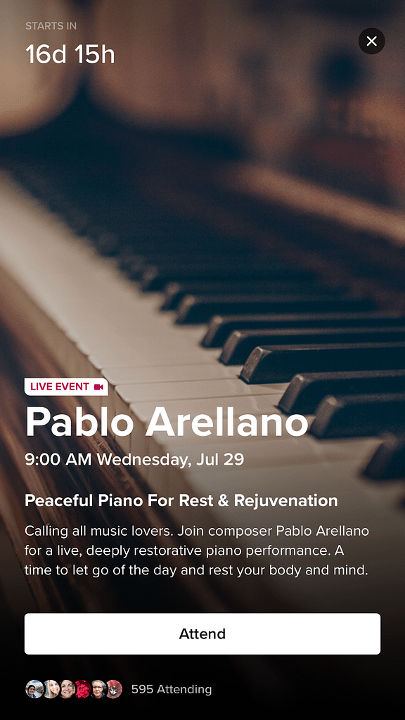 Pablo Arellano - Peaceful Piano live event schedule