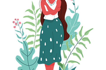 lady hugging herself - vector icon